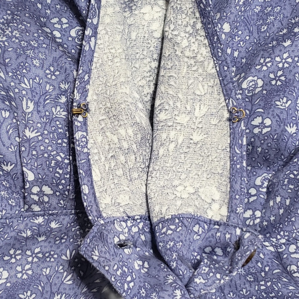 Marine Layer Camila Mini Dress Blue Ditsy Floral Sz XS Button Front Belted - Picture 5 of 12